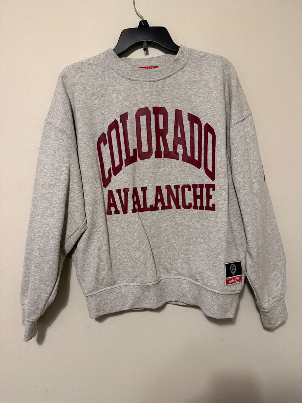 Mitchell & Ness Gray Colorado Avalanche Pullover Sweatshirt with Maroon Logo